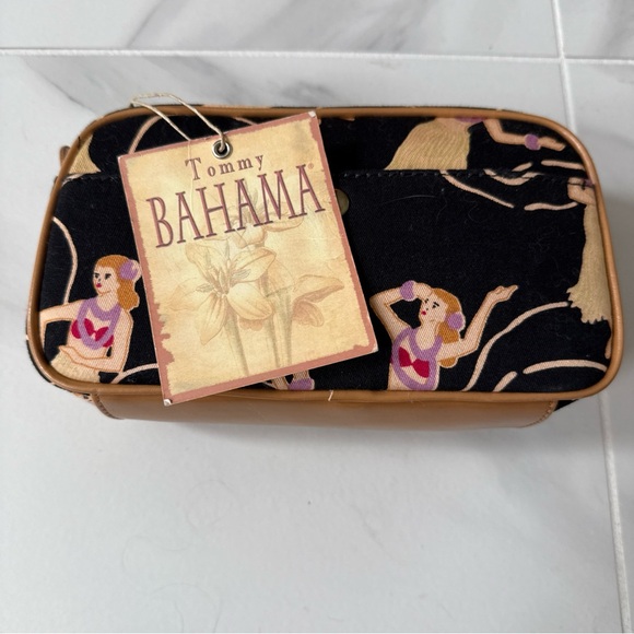 Tommy Bahama Waikiki Hawaiian Hula Mini Clutch Bamboo Zipper Toiletry Bag NEW - Picture 2 of 8